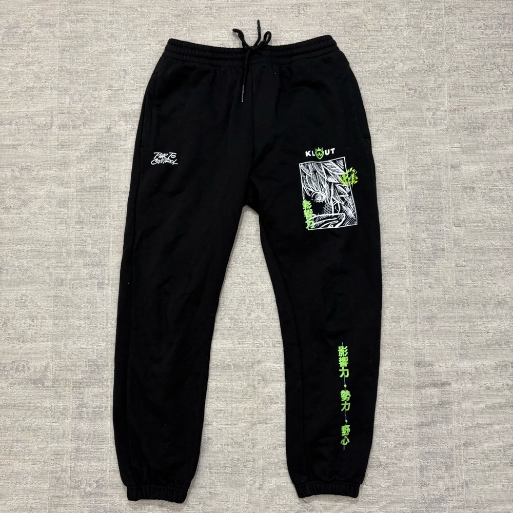 KLOUT PWR Black Jogger Sweatpants Men’s Size Small Anime Workout Gym Fitness
